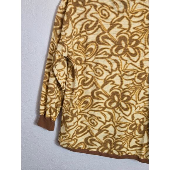 BDG Women’s Long Sleeve Crewneck Shirt Medium Yellow Brown Floral Abstract Retro - Picture 7 of 11